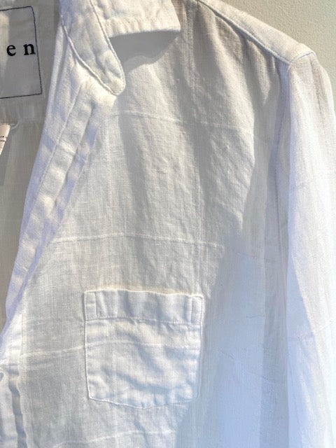Eileen Textured Windowpane Linen Button Down I White