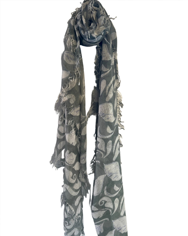 Sage Abstract Cashmere & Silk Scarf