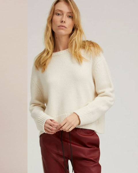 Heavy Cashmere Crew | Chalk – Well Heeled