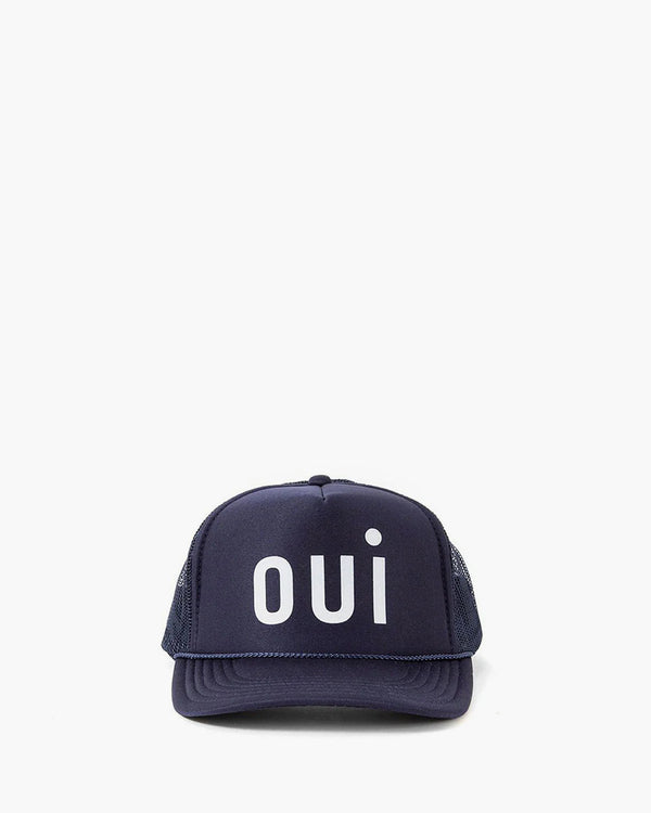 Navy Oui Trucker Hat