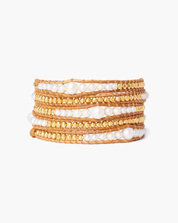 White Pearl Spiral Wrap Bracelet
