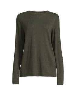 Long Sleeve Cashmere Crewneck | Khaki Chine