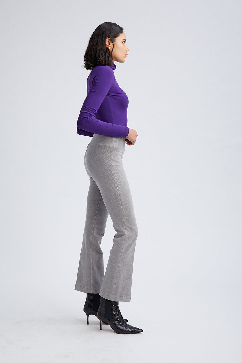 Corduroy Cropped Flare | Grey