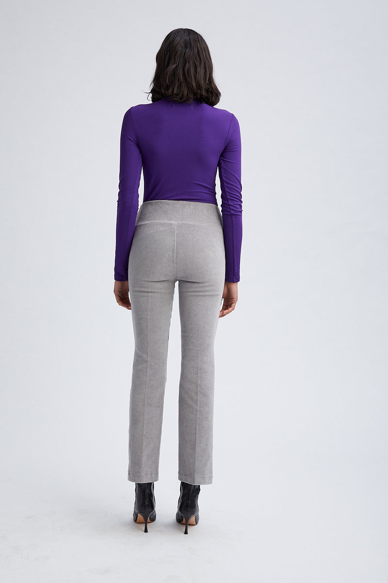 Corduroy Cropped Flare | Grey