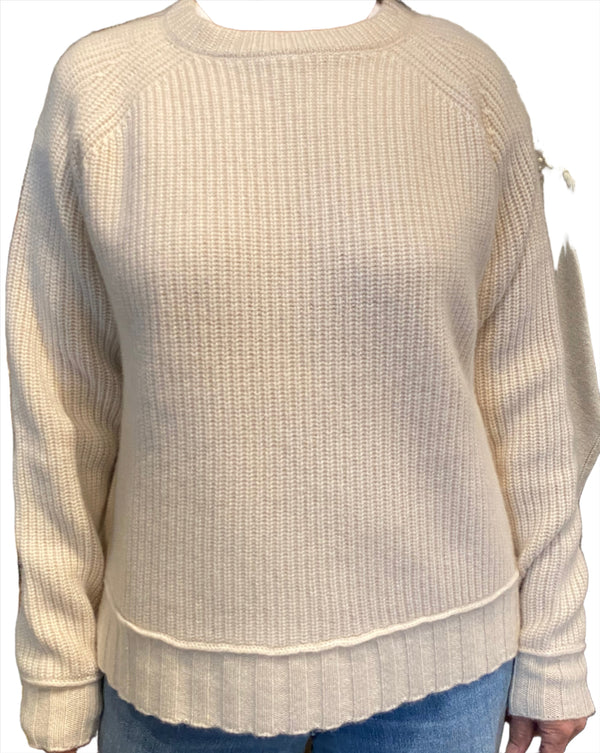 MS B Fisher Crew Pullover in Milk