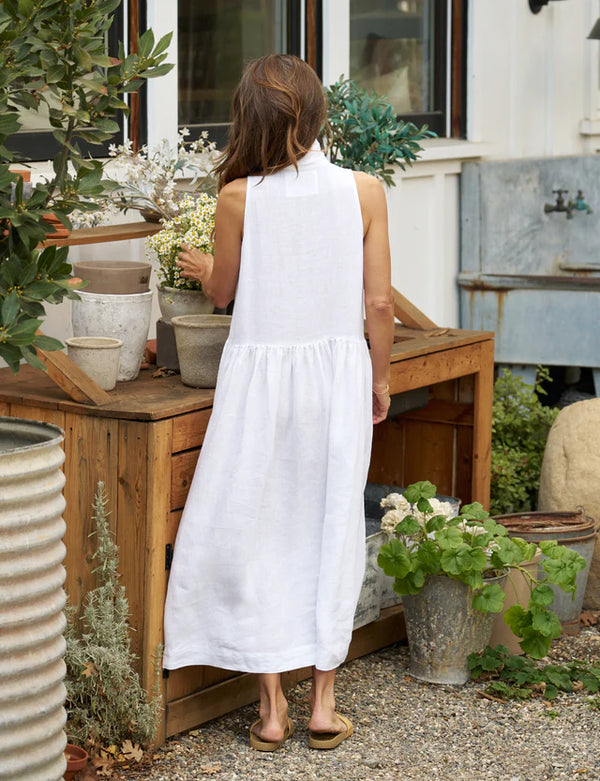 linen dress 18 Champagne Vintage Print Linen Blend Maxi Dress