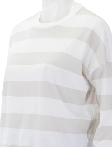 Cropped Striped Long Sleeve Tee | Grey Thick Stripe