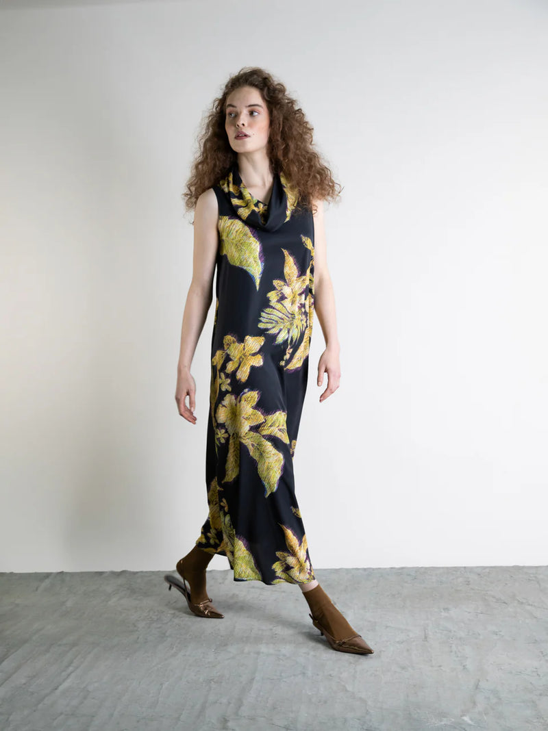 Women's Drapeneck Dress | Gold