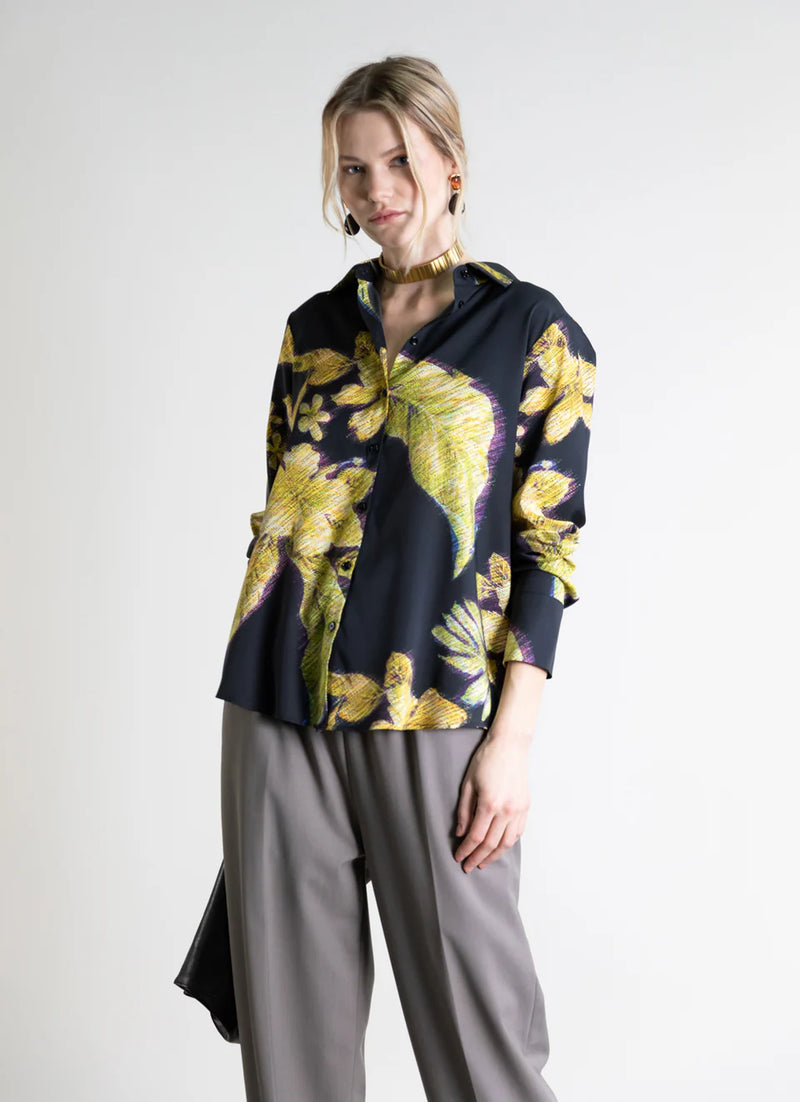 Button-Down Collar Top | Gold