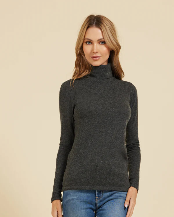 Cashmere L/S Turtleneck | Anthracite Chine