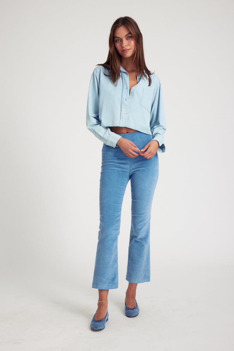 Corduroy Cropped Flare | Chambray