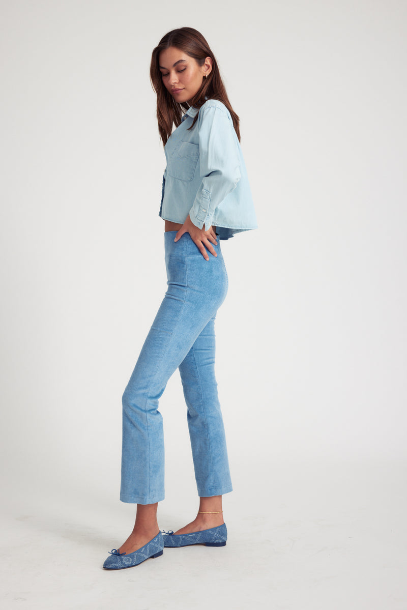 Corduroy Cropped Flare | Chambray