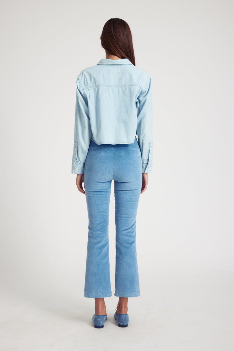 Corduroy Cropped Flare | Chambray