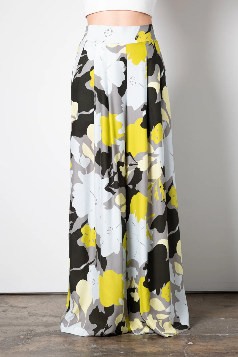 Saxton Silk Wide Leg Pant | Garden Print