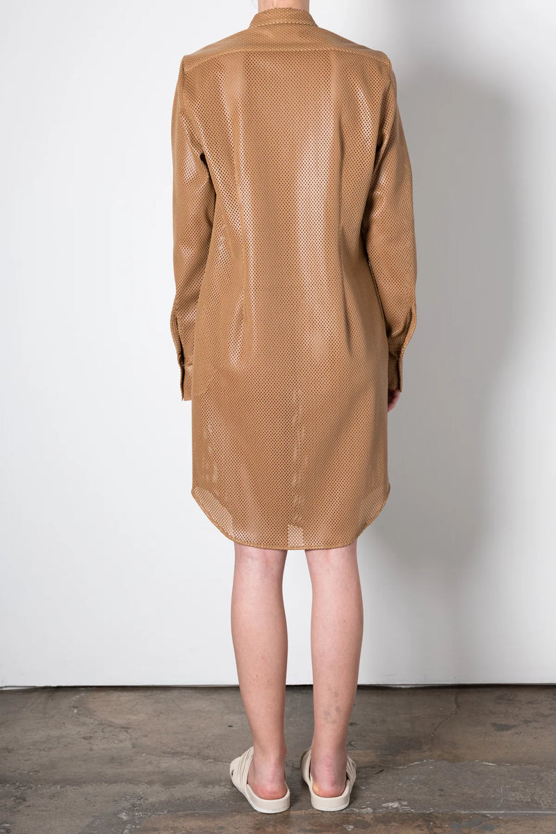 Valmont Vegan Leather Shirt Dress | Chai