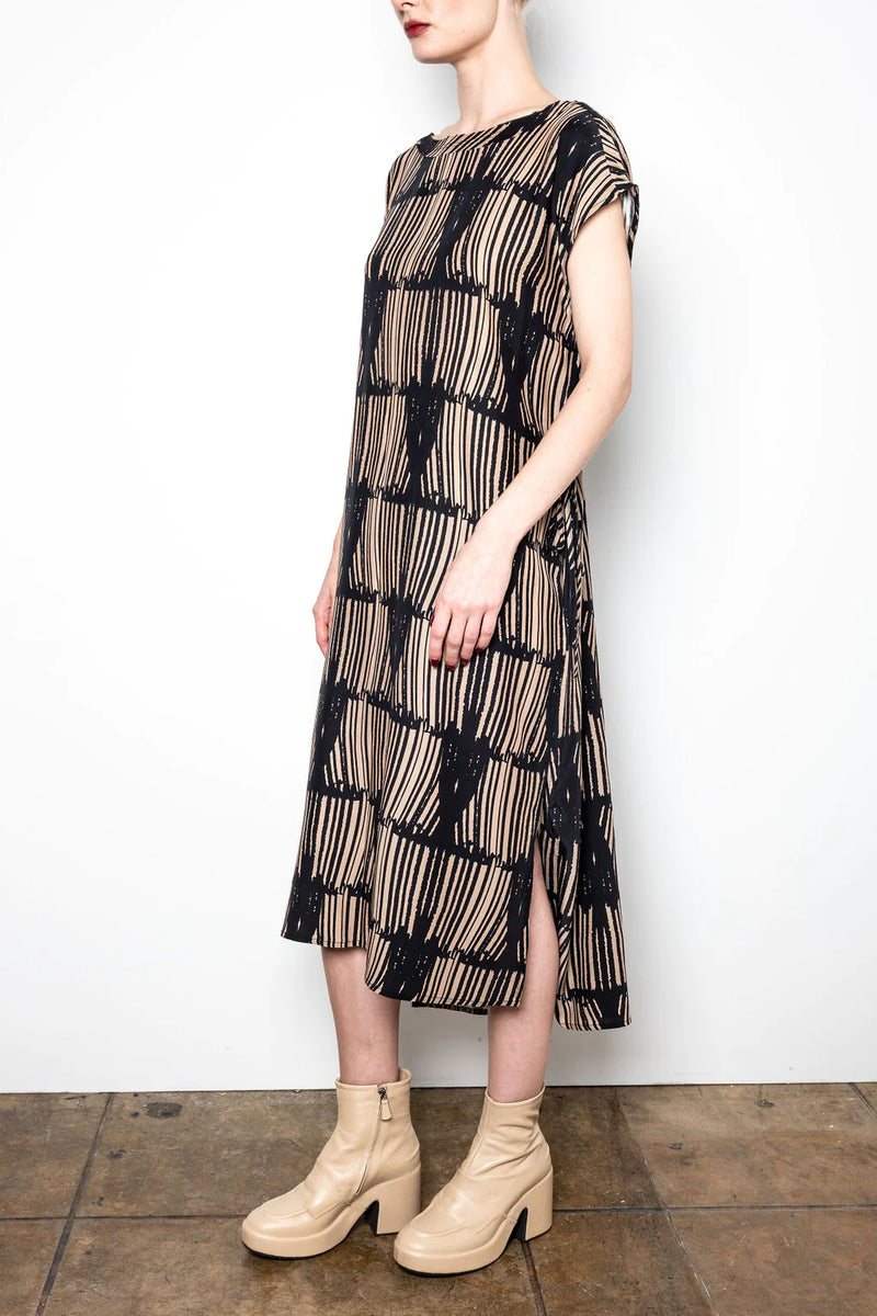 Uriela Silk Tee Dress in Brush Print