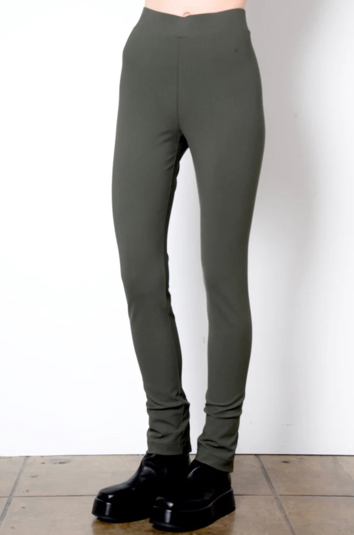 Vita Slim Pant with Leather & Zip | Black