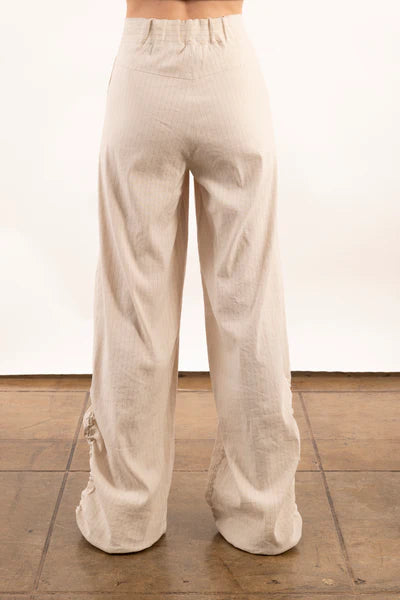 Yoshi Stretch Pin Stripe Linen Wide Pants