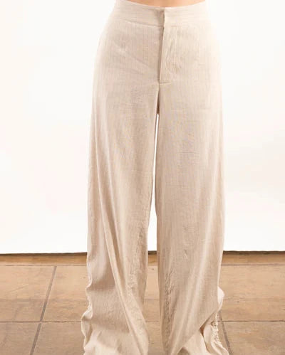 Yoshi Stretch Pin Stripe Linen Wide Pants