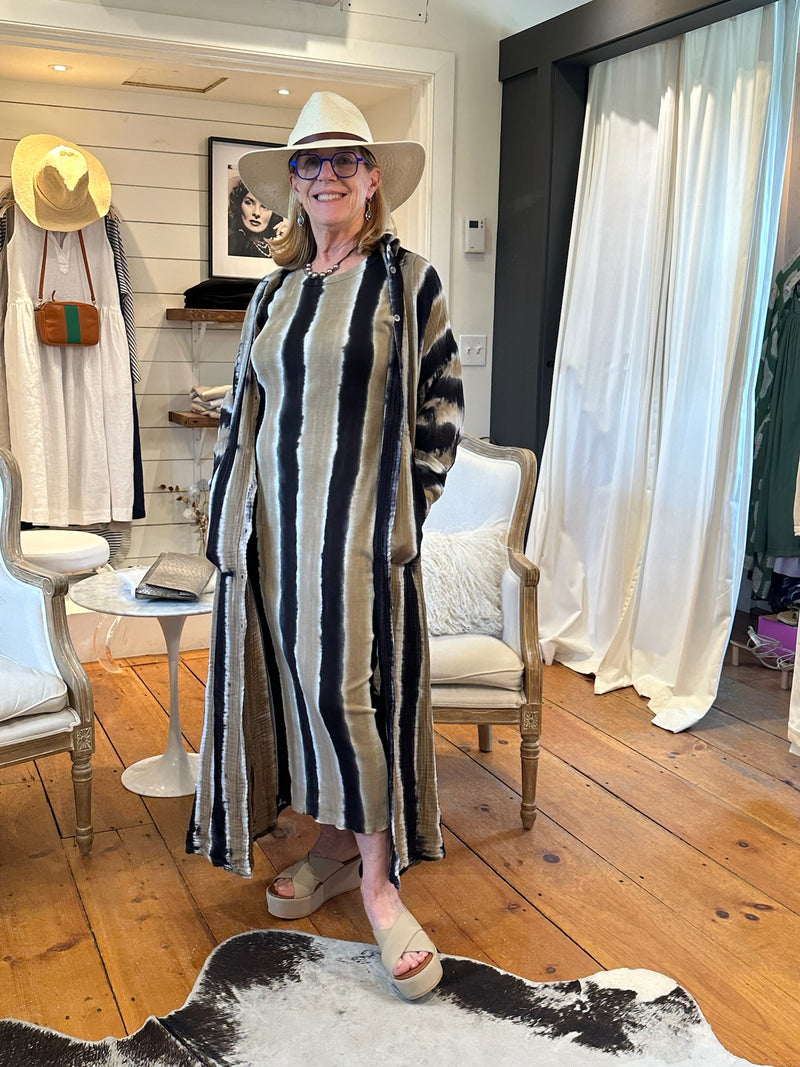 Caftan Shirt Dress | Neutral Stripes