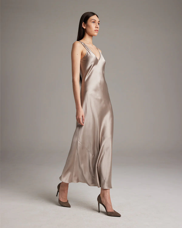 V Neck Slip Dress | Silver