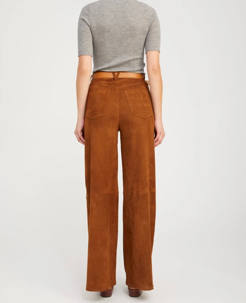 5 Pocket Mid Rise Wide Leg | Dark Cognac