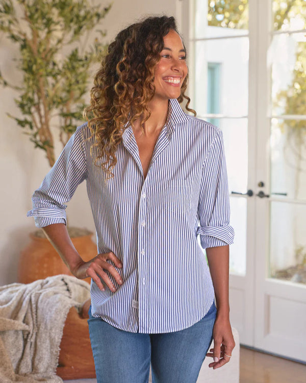 Eileen | White Navy Stripe