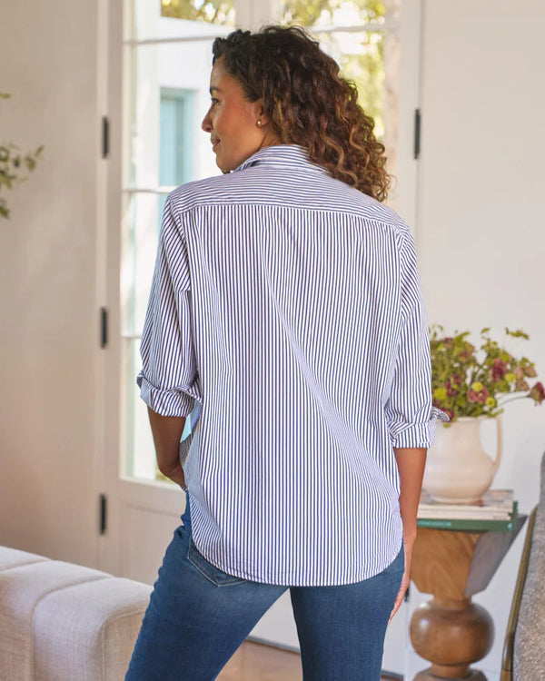Eileen | White Navy Stripe