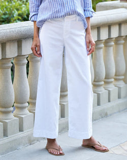 Wexford Wide Leg Trouser | White Performance Linen