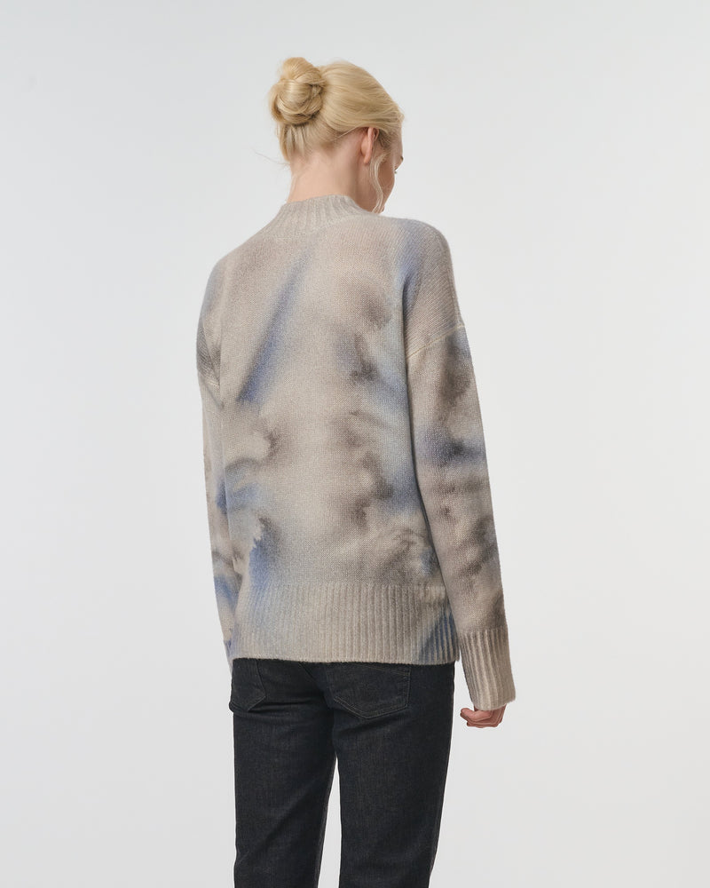 V Neck Pullover I Tie Dye Blue