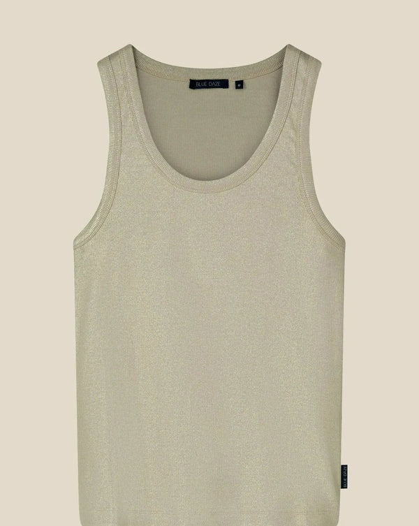 Metallic Rib Tank Top | Frosted Sage