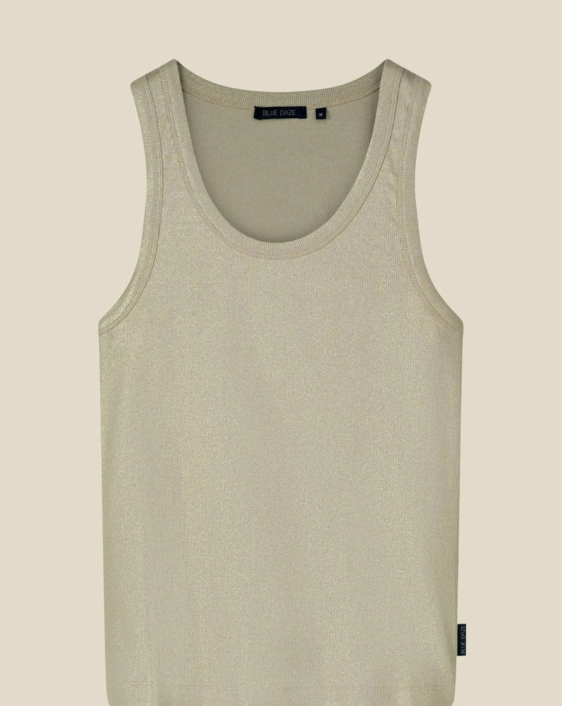 Metallic Rib Tank Top | Frosted Sage