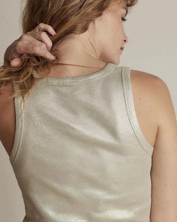 Metallic Rib Tank Top | Frosted Sage