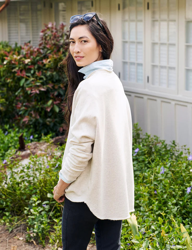 Anna Long Sleeve Capelet | Heather White Melange