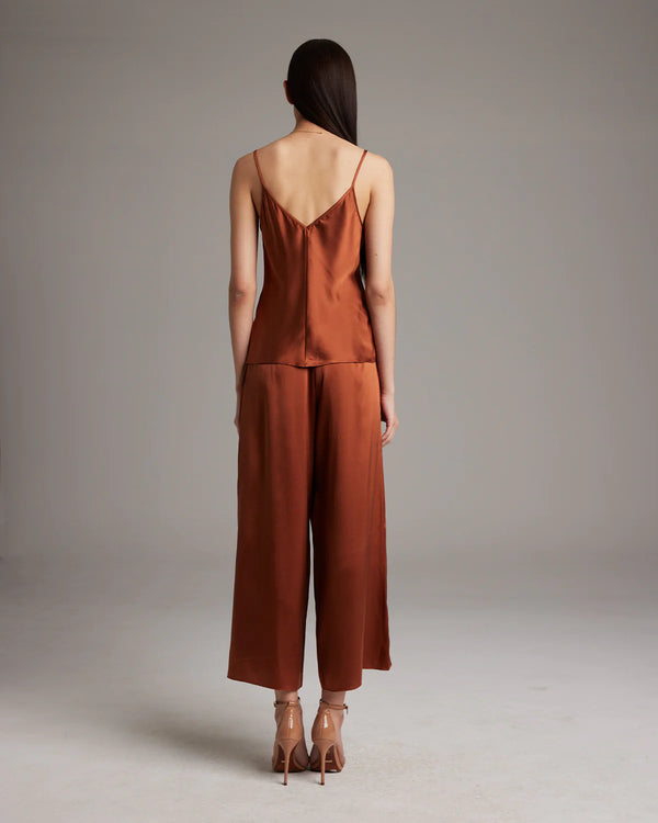 V Neck Silk Cami | Rust