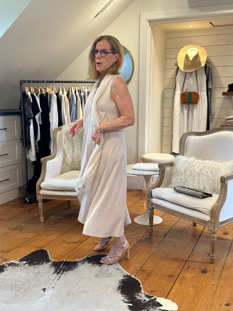 Flare Dress W/Silk detail | Light Taupe & Sand