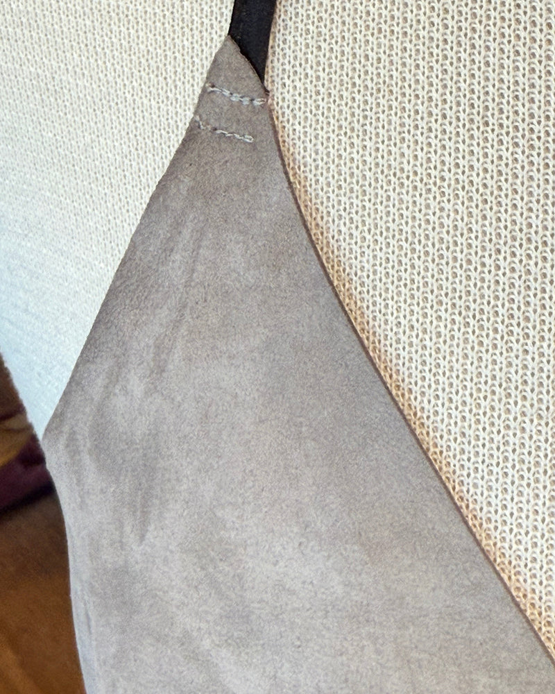 Grenn Pilot Kirby Leather Camisole in Taupe Suede on a mannequin well heeled stowe vt