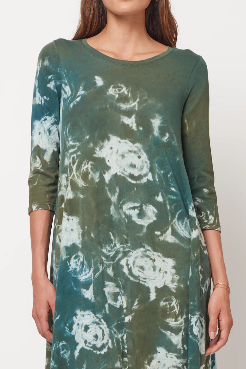Teal Army Rose Treatment Drama Maxi Dress