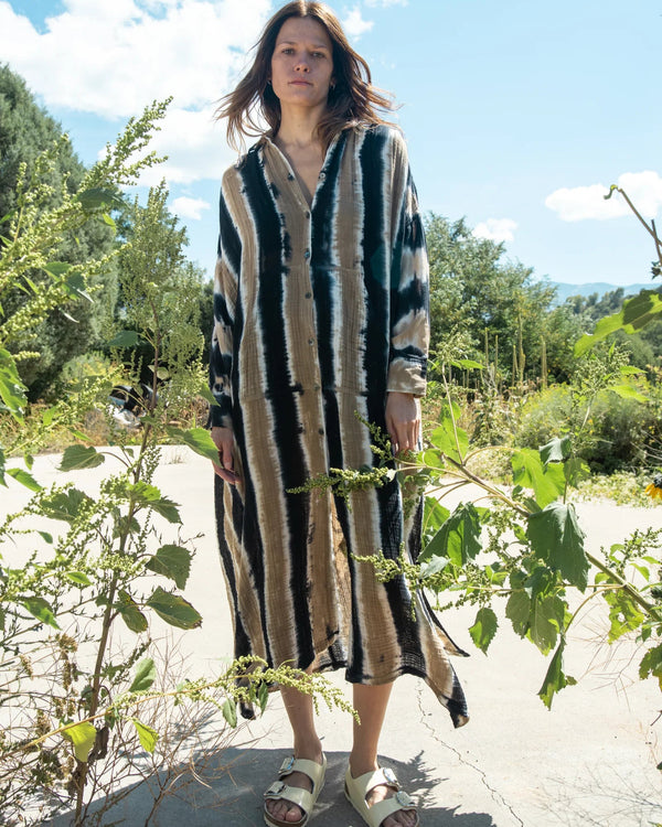 Caftan Shirt Dress | Neutral Stripes