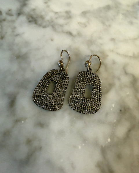 Pave Diamond Keyhole Drops - Oxidized – Well Heeled