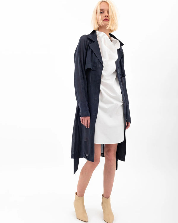 Vihana Sheer Trench Coat | Indigo