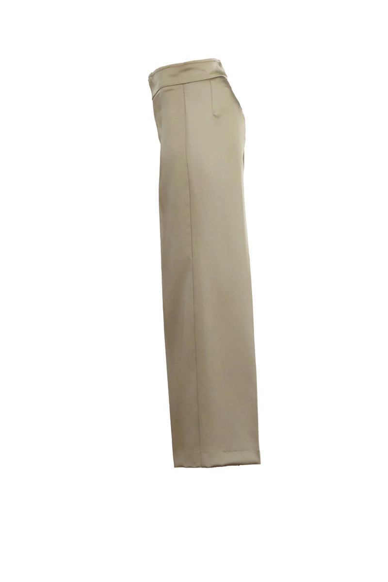 Avenue Montaigne Alex Crop Wide Leg in Olive Satin well heeled stowe vt