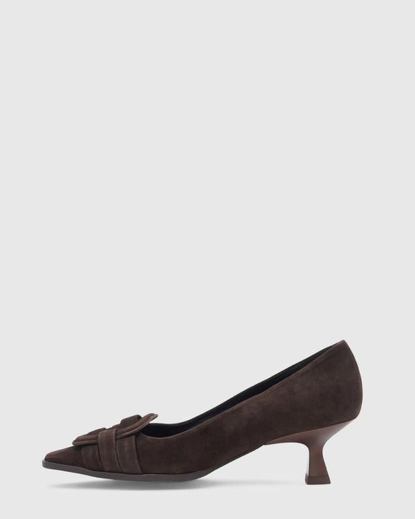 Aquatalia Aloha Kitten Heel Pump - Espresso on white background well heeled vt