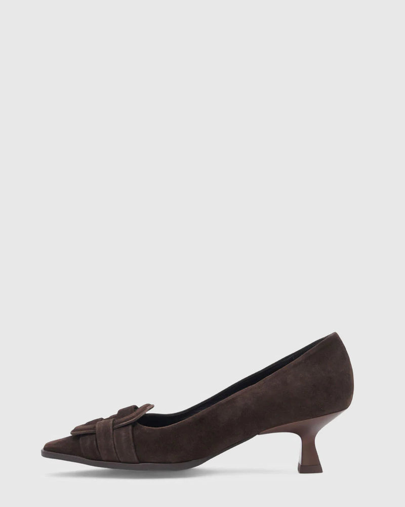 Aquatalia Aloha Kitten Heel Pump - Espresso on white background well heeled vt