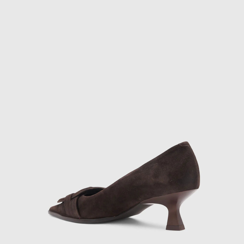 Aquatalia Aloha Kitten Heel Pump - Espresso on white background well heeled vt