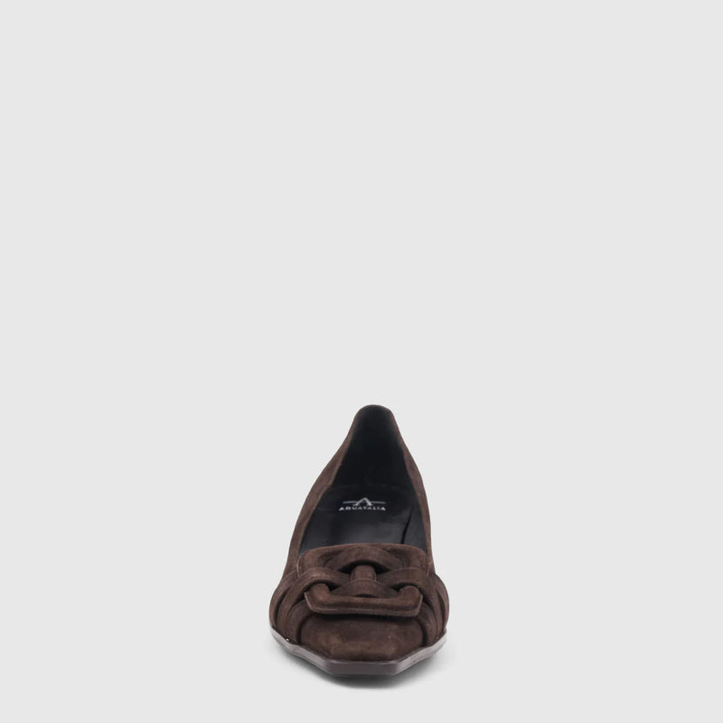 Aquatalia Aloha Kitten Heel Pump - Espresso on white background well heeled vt