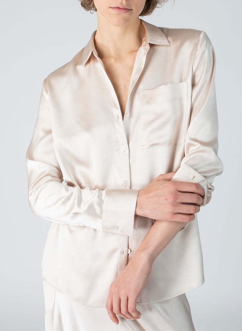 Cracked Satin Boyfriend Shirt | Vanilla