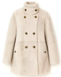 Grenn Pilot Bailey shearling Jacket in Iceberg on white background well heeled stowe vermont