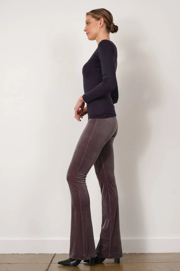 Bellini Long Flare Velvet Pant | Light Grey