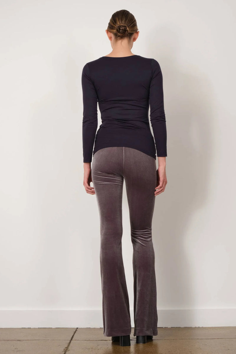 Bellini Long Flare Velvet Pant | Light Grey